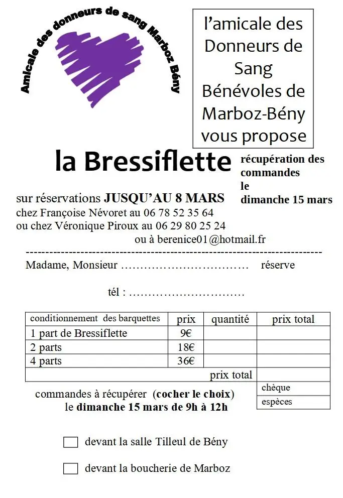 Don de sang Bressiflette 2026